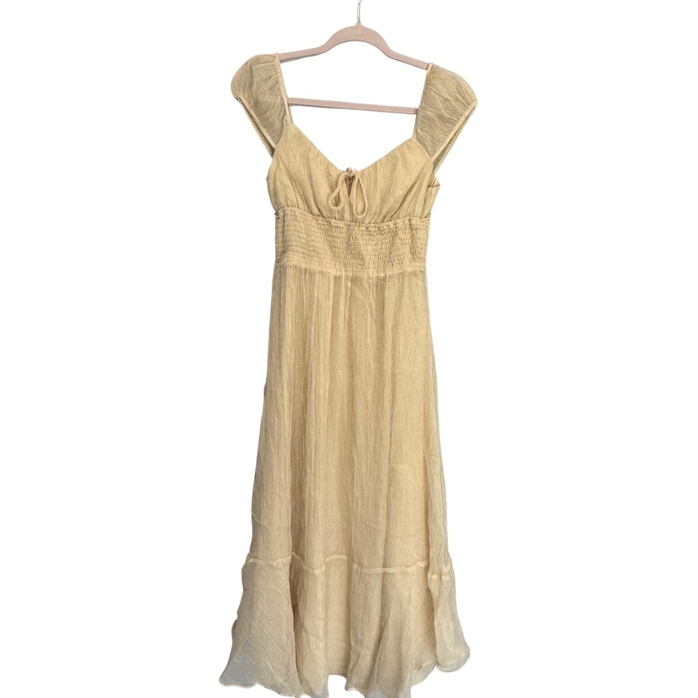Hutch Anthropologie fairy‎ cottage ethereal soft romantic gold Midi Dress Size S